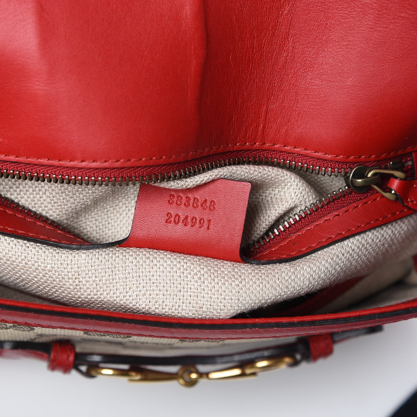 Monogram Ruinart Calfskin Medium Lady Web Shoulder Bag Beige Ebony Hibiscus Red