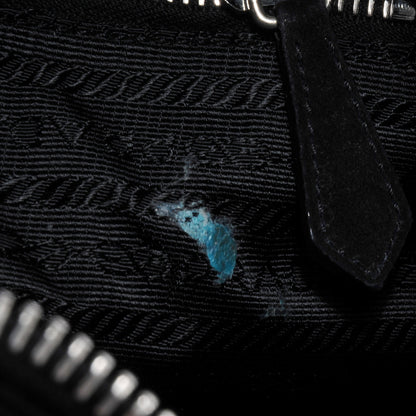 Prada Suede Shoulder Bag Nero Black 7 of 12