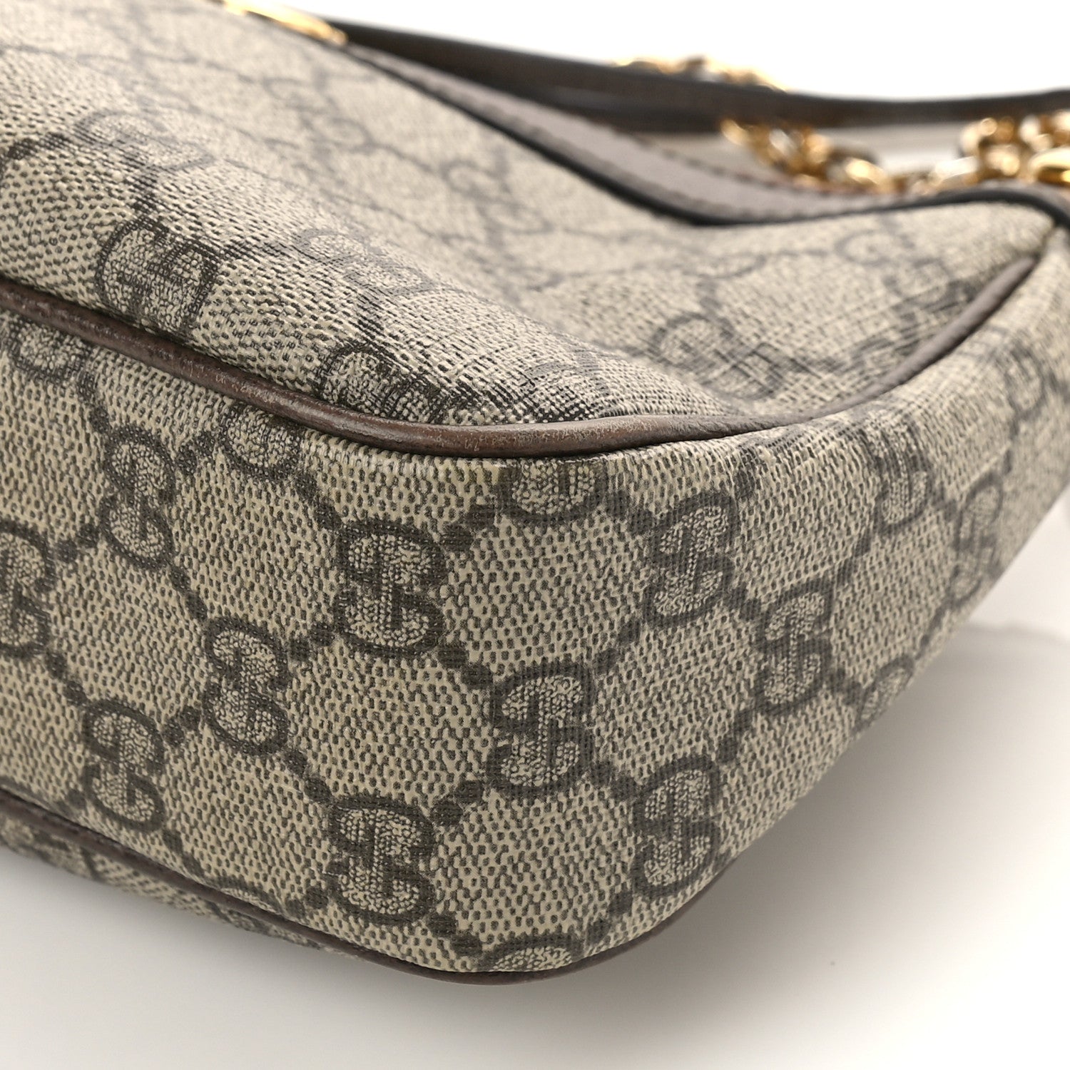 Gucci GG Supreme Monogram Textured Dollar Calfskin Web Small Ophidia GG Handbag Beige Ebony New Acero 5 of 10