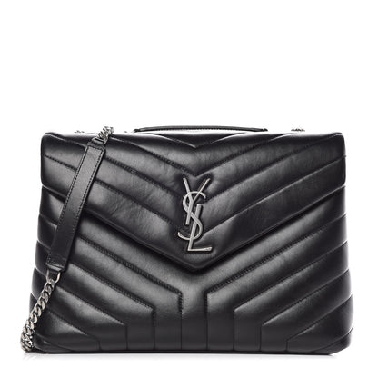 Saint Laurent Calfskin Y Quilted Monogram Medium Loulou Chain Satchel Black 1 of 12