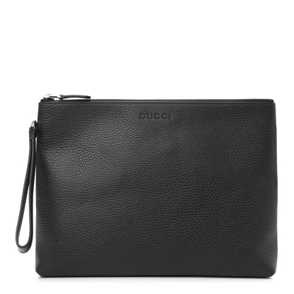 Gucci Grained Calfskin Zip Wristlet Pouch Brown 1 of 8