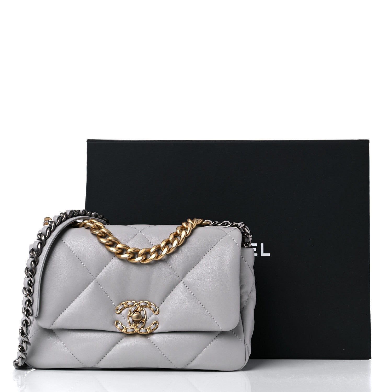 Chanel Lambskin Quilted Medium Chanel 19 Flap Grey 10 of 11