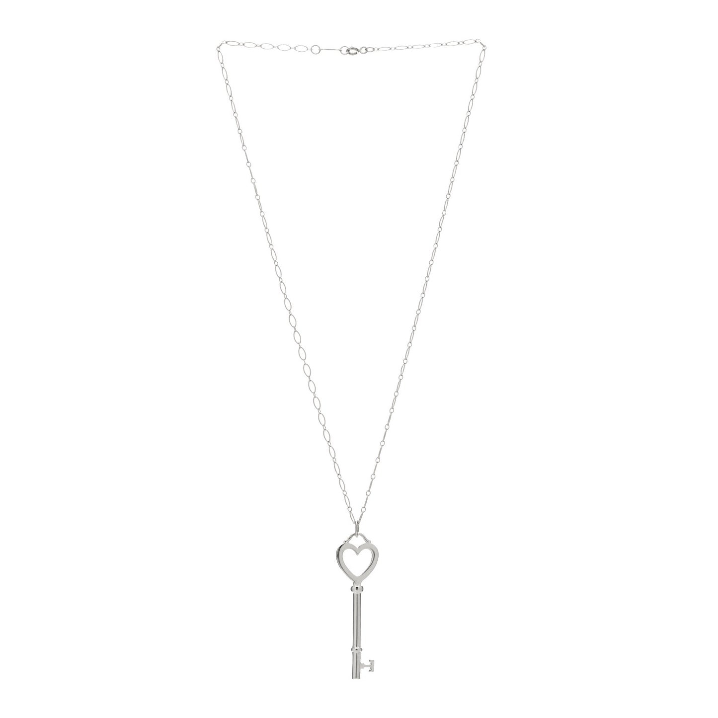 Sterling Silver Heart Key Pendant Necklace
