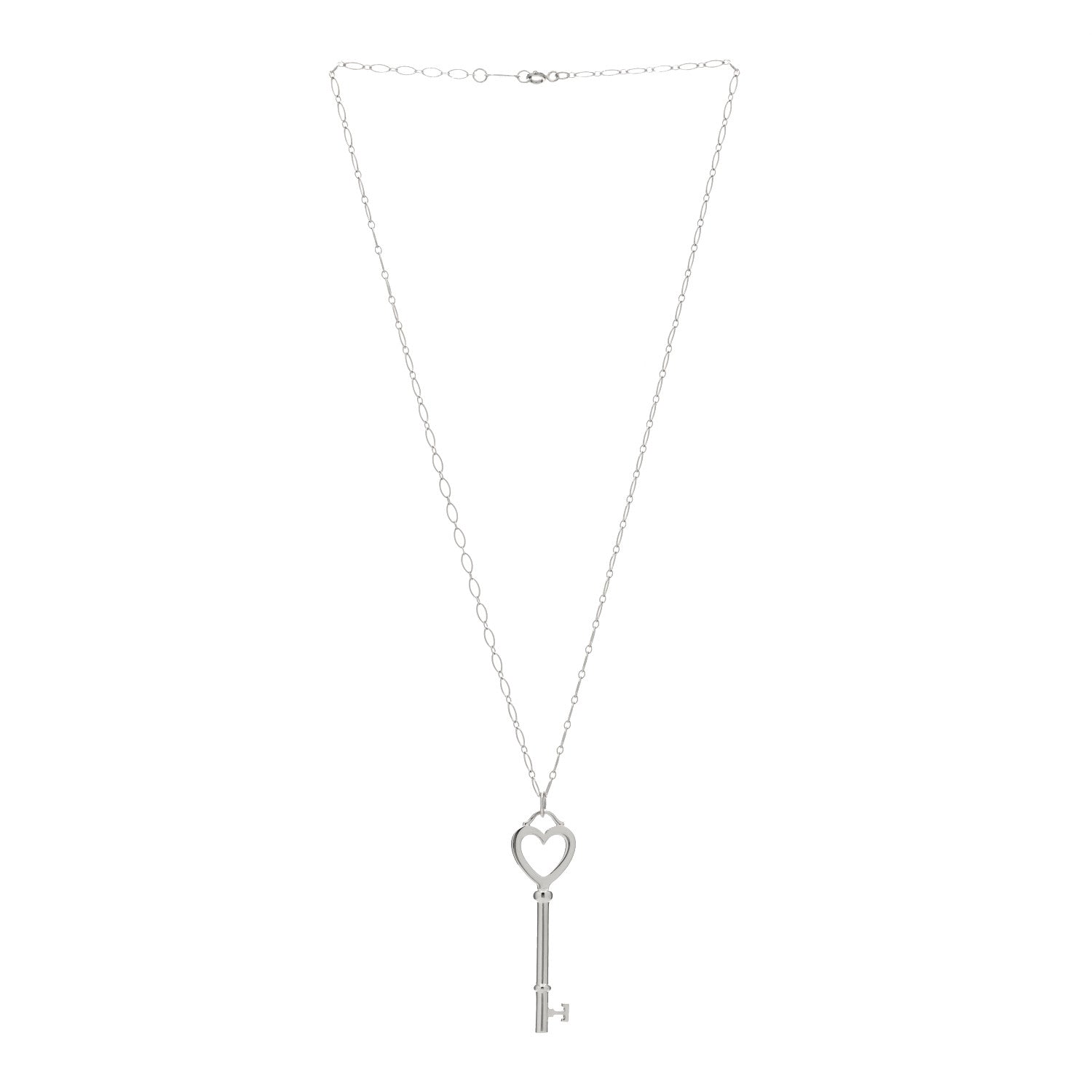 Tiffany Sterling Silver Heart Key Pendant Necklace 2 of 3