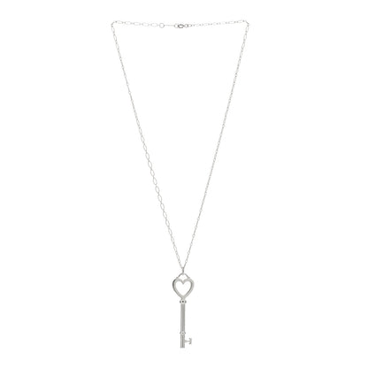 Tiffany Sterling Silver Heart Key Pendant Necklace 2 of 3