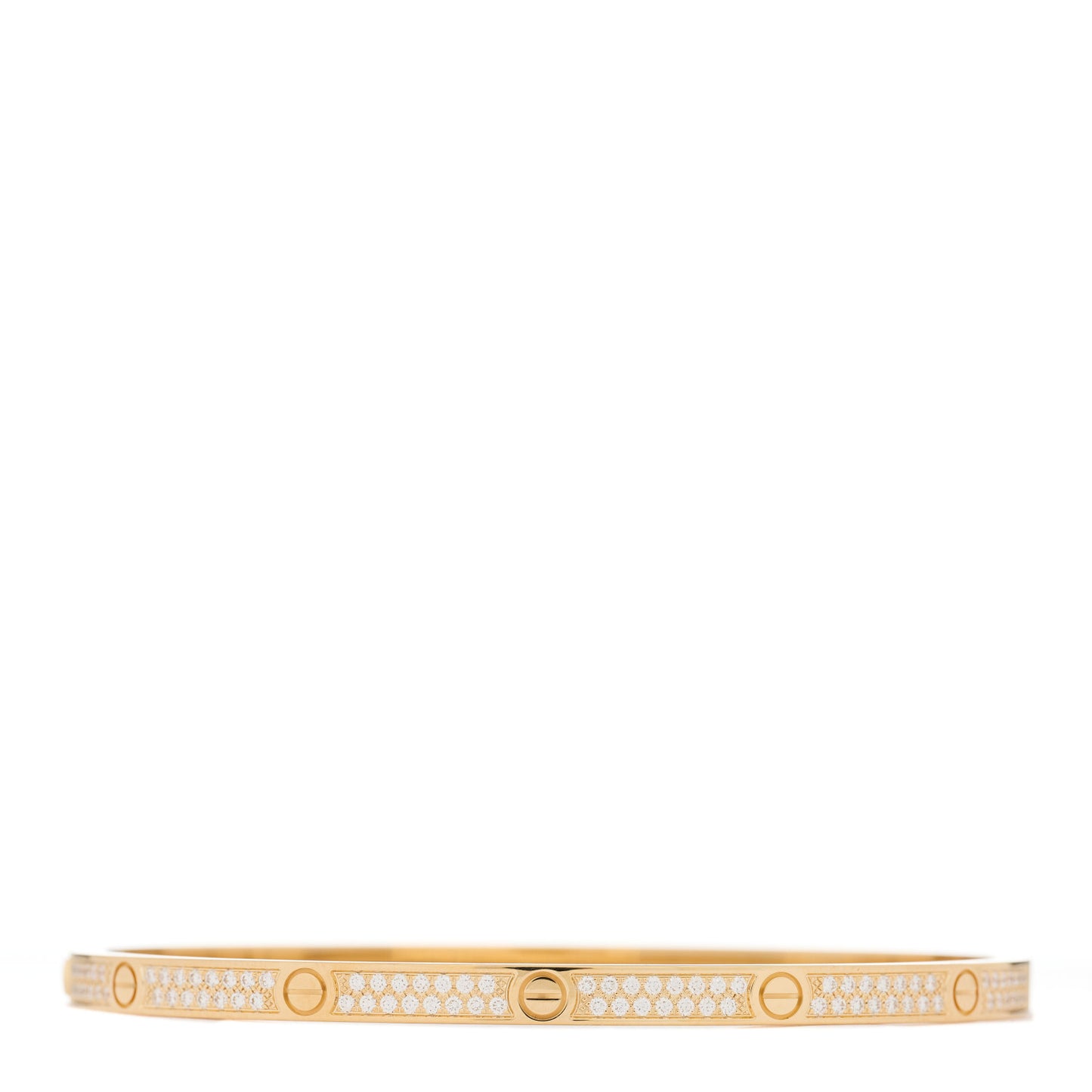 18K Yellow Gold Diamond Small LOVE Paved Bracelet 17
