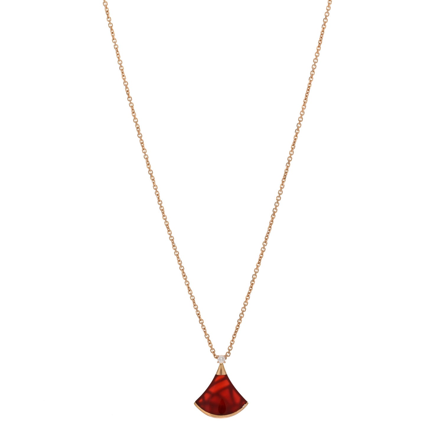 Bulgari 18K Rose Gold Diamond Carnelian Divas' Dream Pendant Necklace 1 of 4