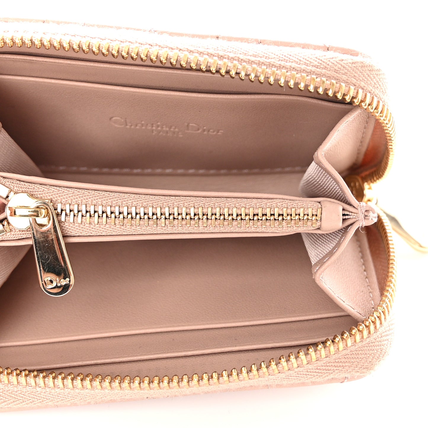 Lambskin Cannage Dioramour Small Lady Dior Voyageur Coin Purse Wallet Pink