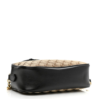 Gucci Monogram Matelasse Diagonal Small GG Marmont Chain Shoulder Bag Beige Black 4 of 10