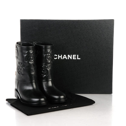 Chanel Calfskin Camellia Short Boots 36 Black 9 of 9