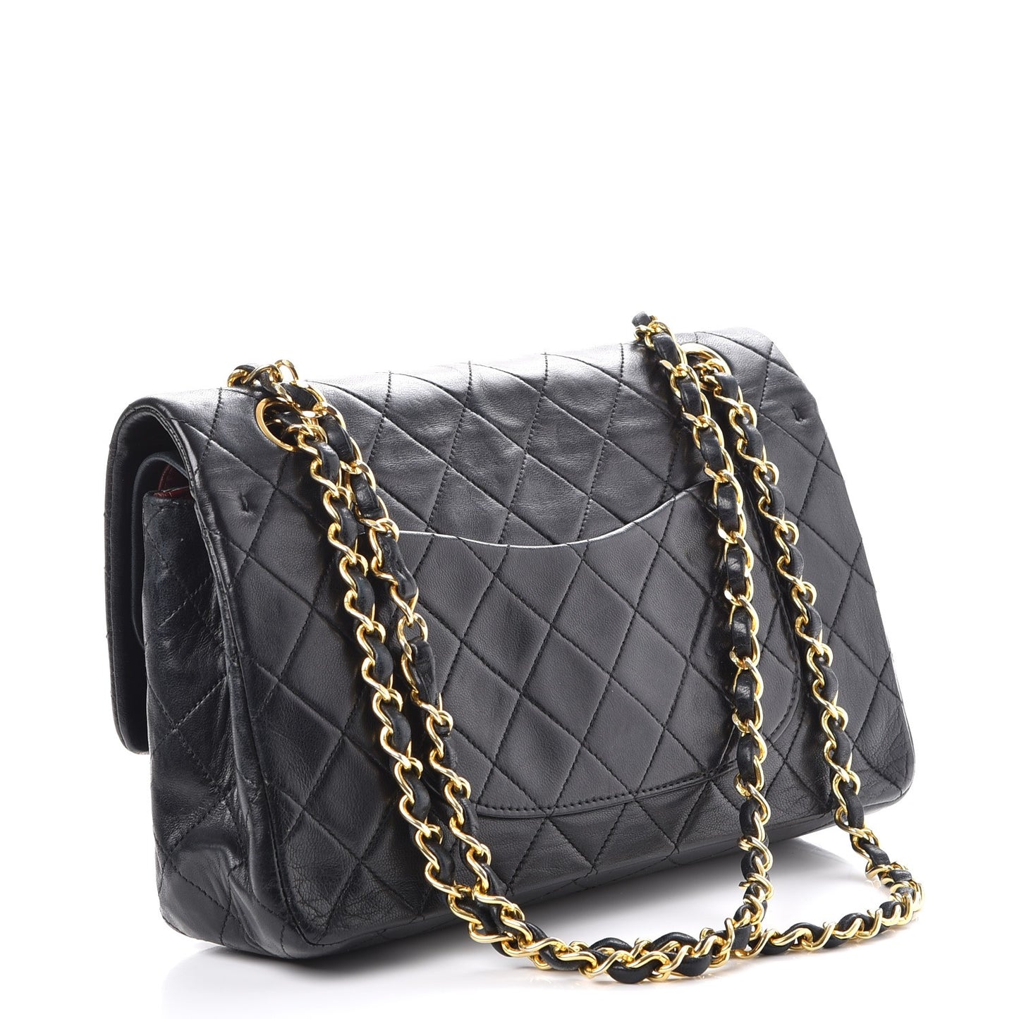 Lambskin Quilted Medium Double Flap Black