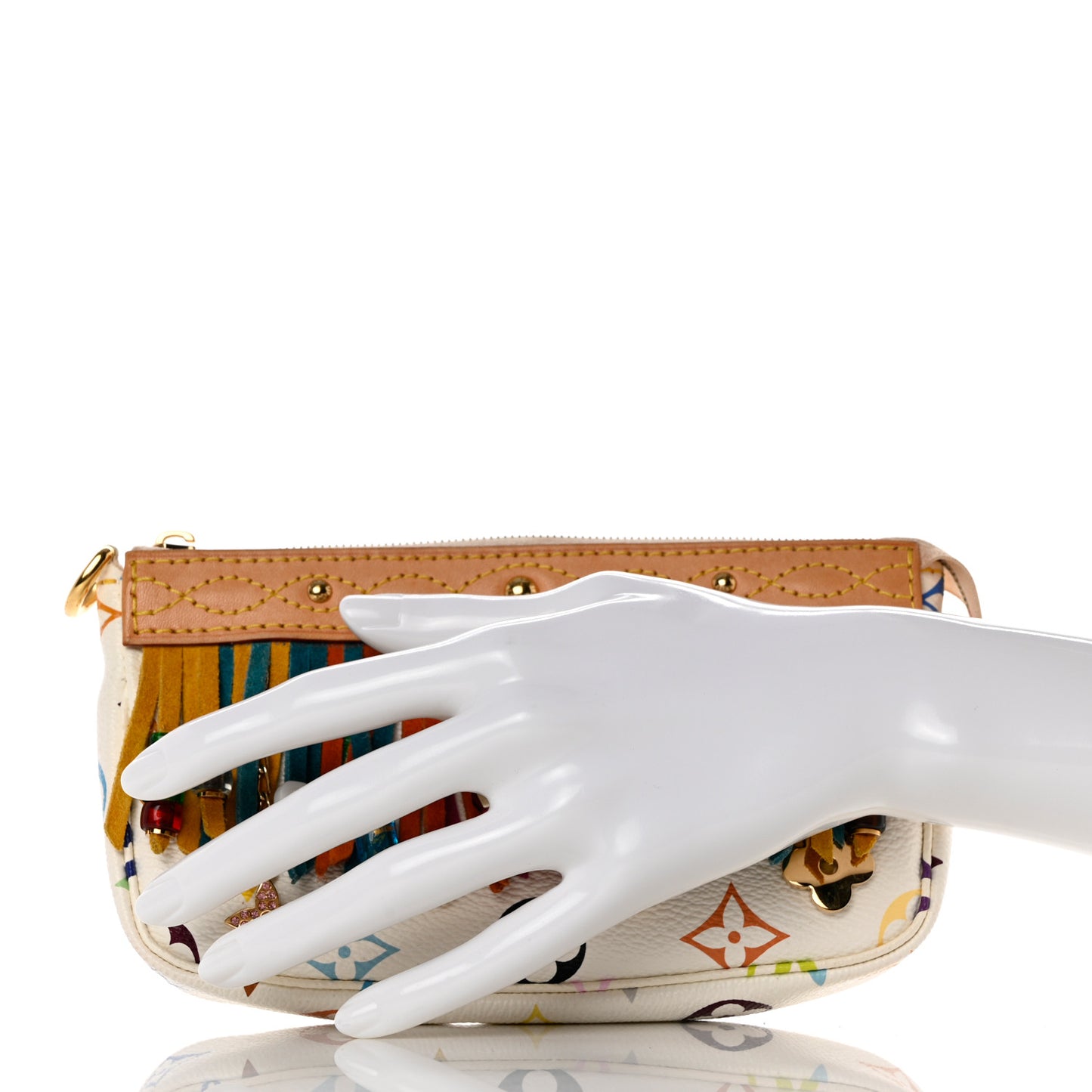 Monogram Multicolor Fringe Pochette Accessories White