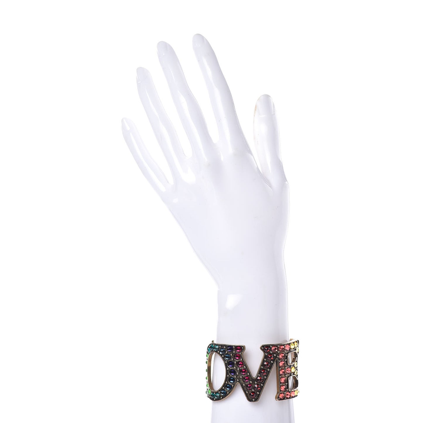 Metal Crystal Loved Cuff Bracelet 16 Aged Gold