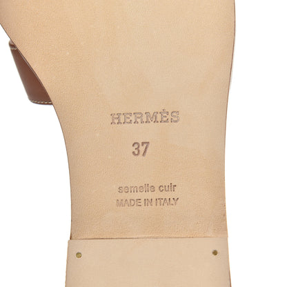 Hermes Box Calfskin Oran Sandals 37 Gold 7 of 9