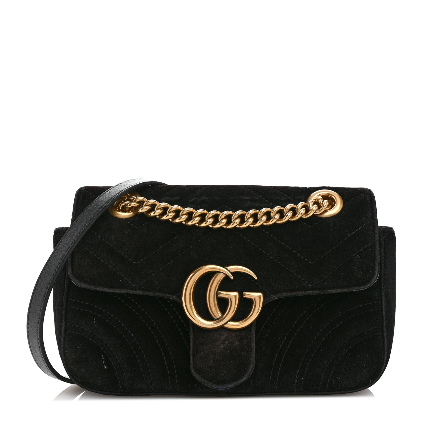 Velvet Matelasse Mini GG Marmont Shoulder Bag Black