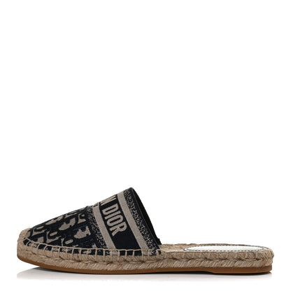 Christian Dior Oblique Embroidered Granville Espadrille 15mm Slippers 38.5 Deep Blue 1 of 11
