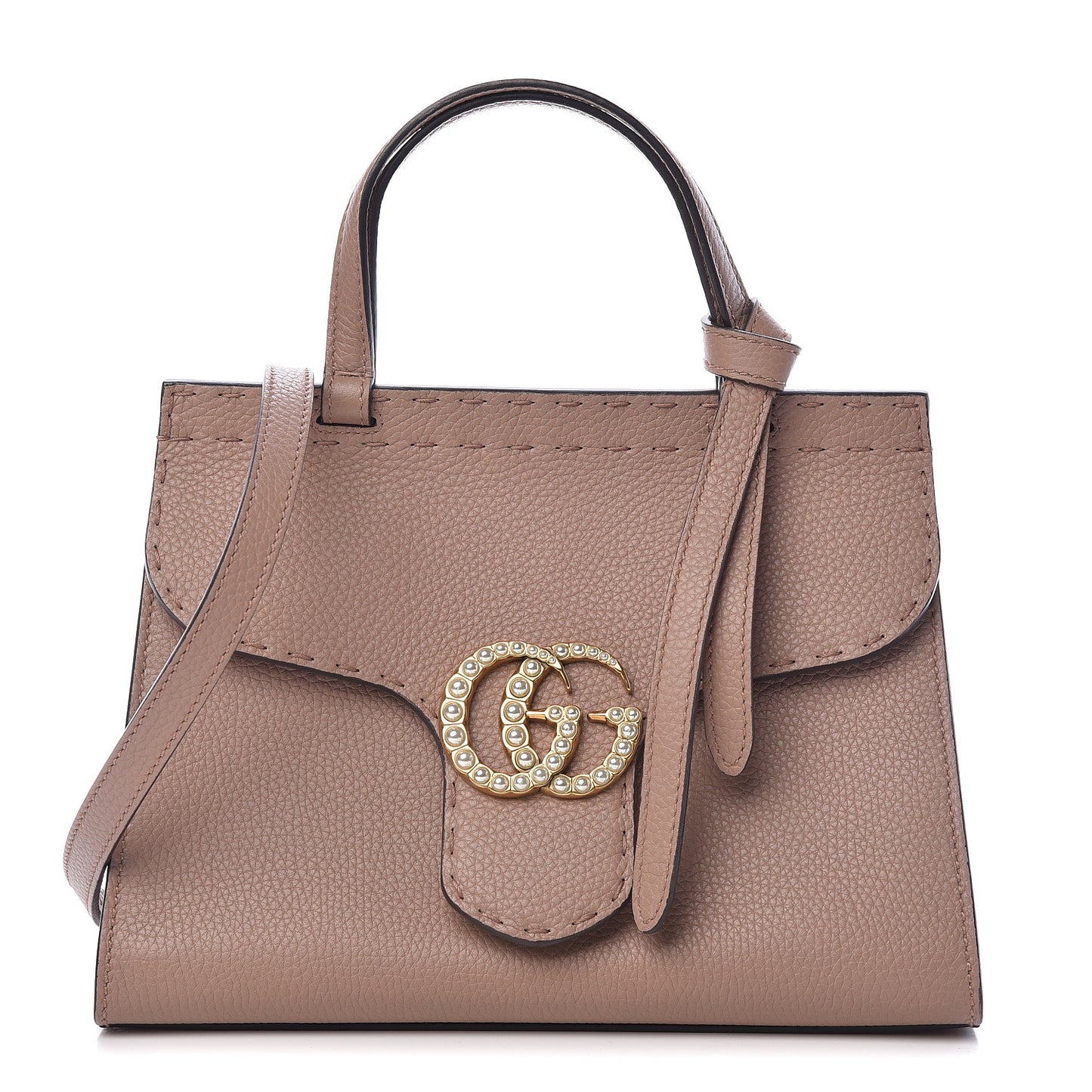 Calfskin Mini Pearly GG Marmont Top Handle Bag Porcelain Rose
