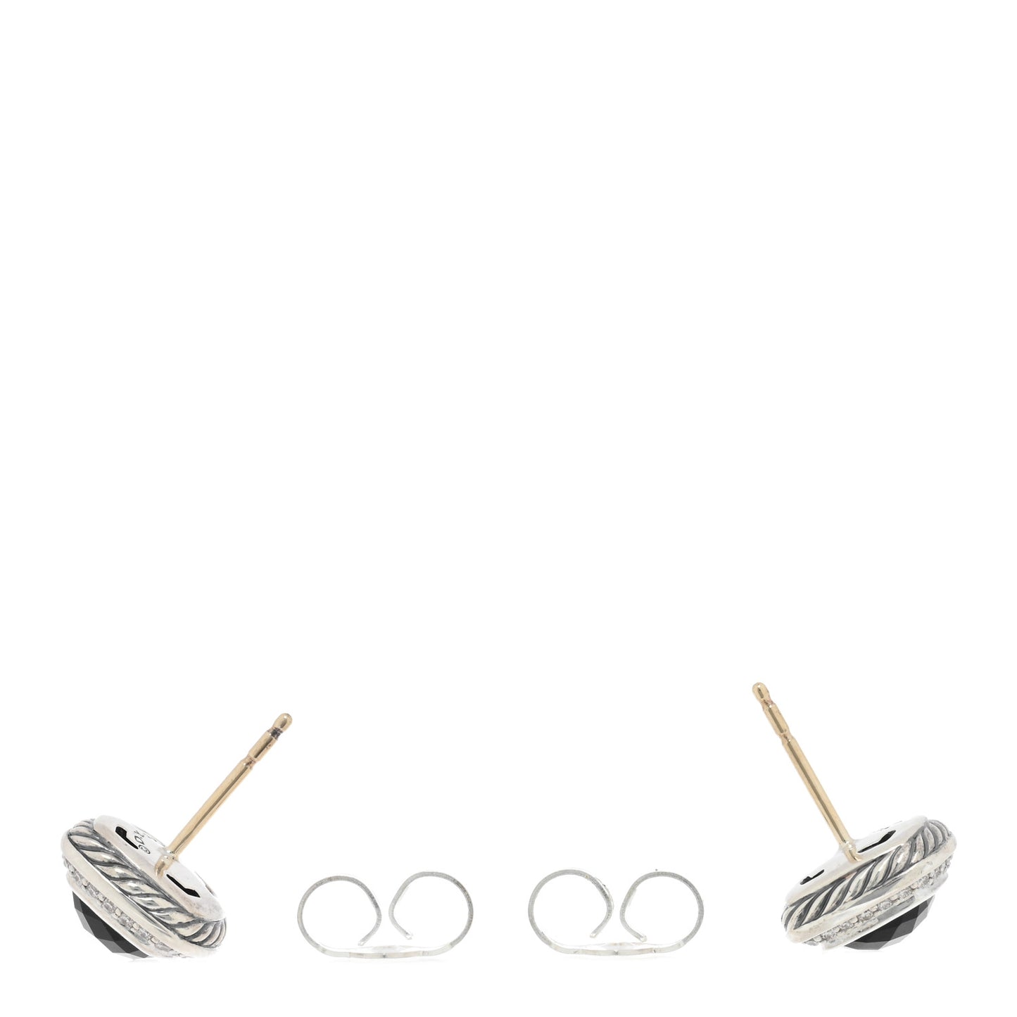 Sterling Silver Pave Diamond Black Onyx 7mm Petite Albion Earrings