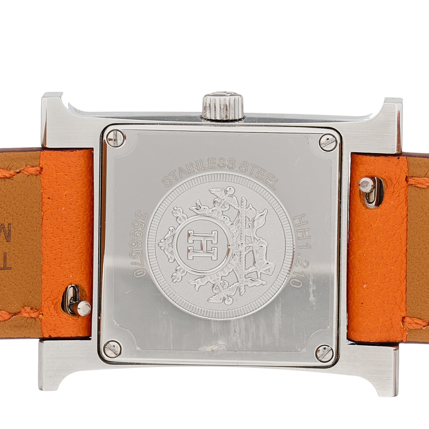 Hermes Stainless Steel Swift 21mm Heure H Hour Quartz Watch Orange 4 of 5
