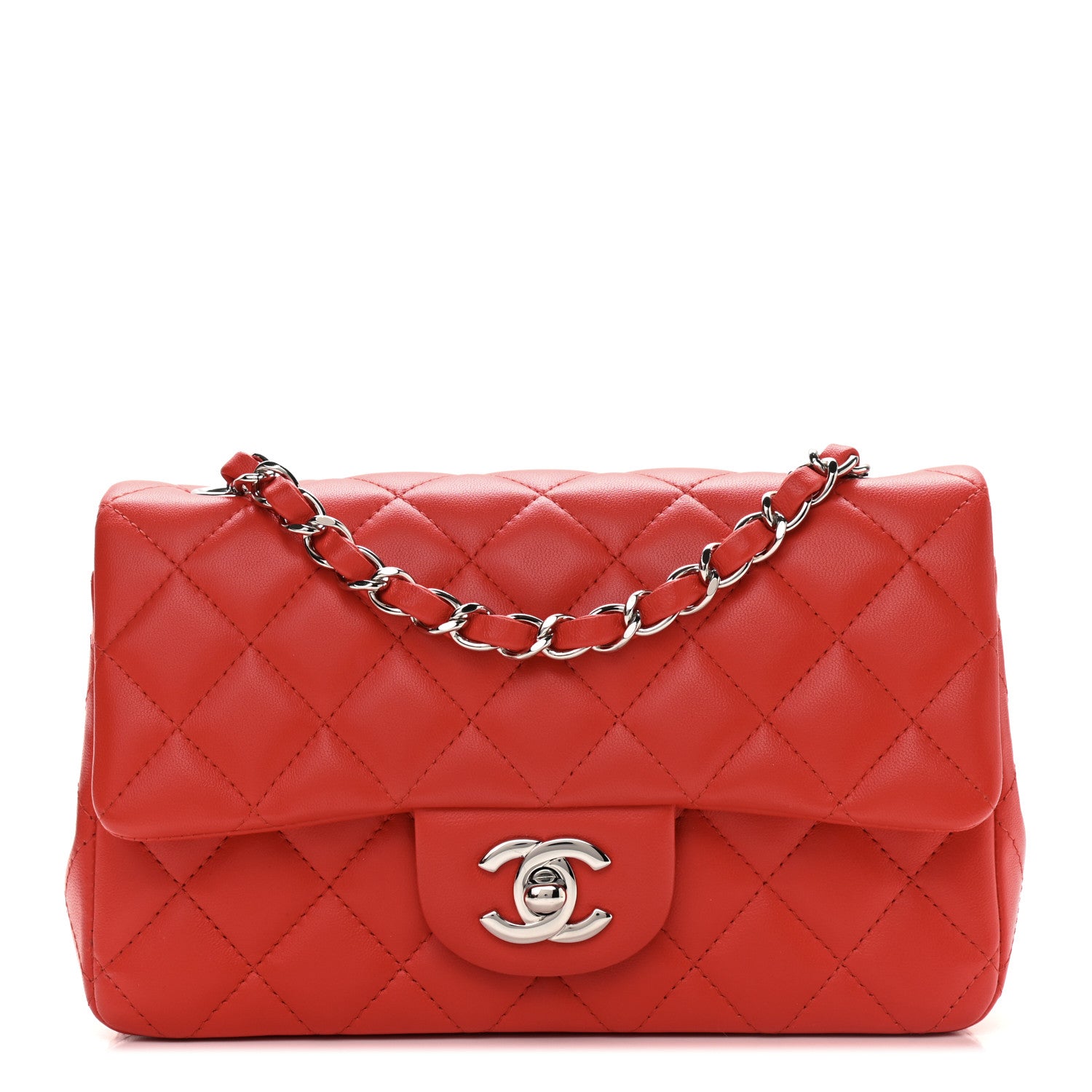 Chanel Lambskin Quilted Mini Rectangular Flap Red 1 of 9