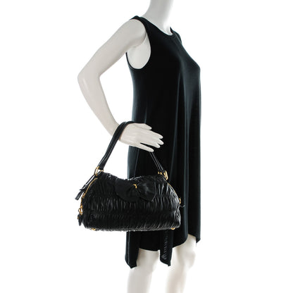 Prada Nappa Gaufre Bow Shoulder Bag Nero Black 2 of 10