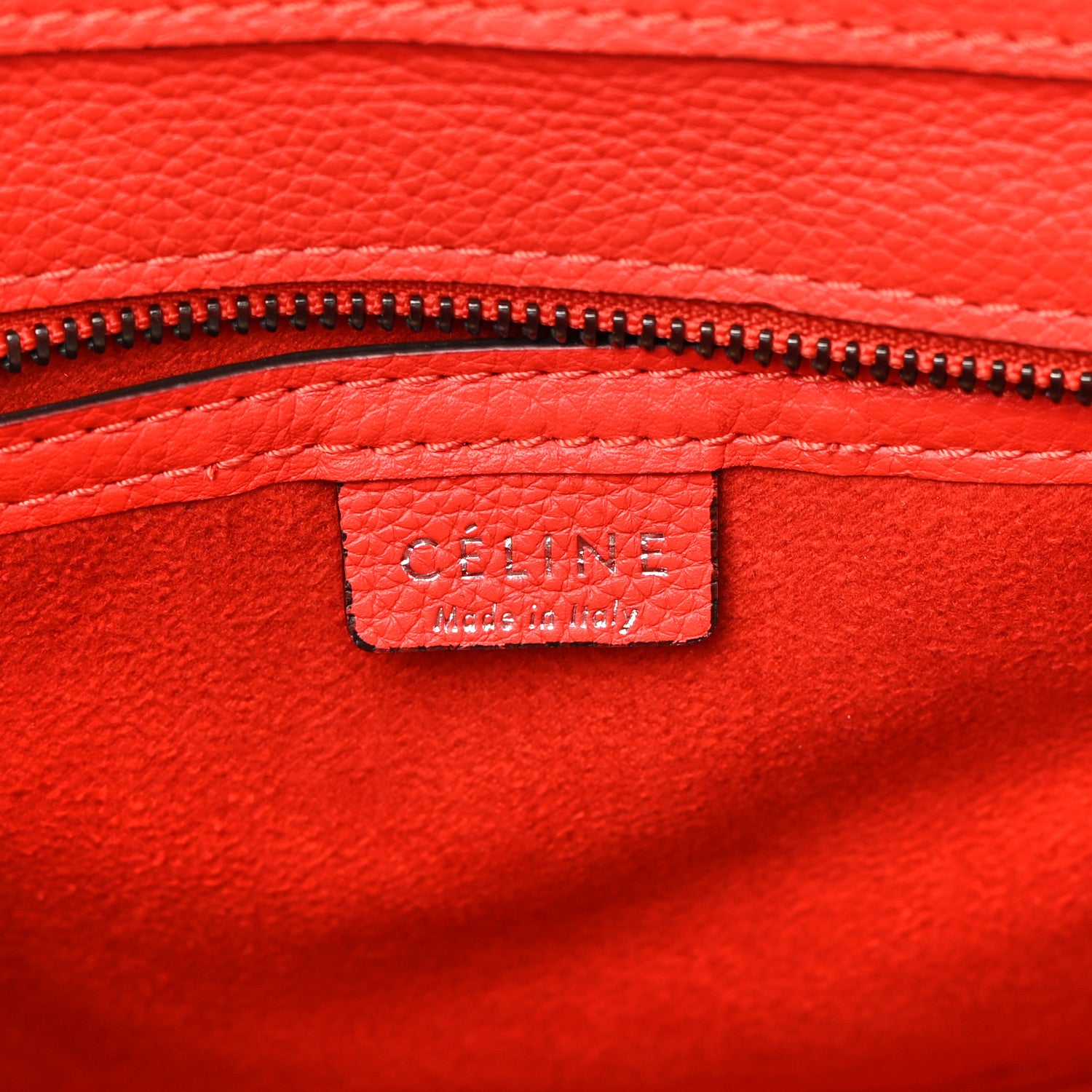 Celine Drummed Calfskin Nano Luggage Coquelicot 6 of 13