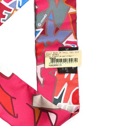 Hermes Silk Graff Graffiti Twilly Rouge Piment White Cobalt 2 of 4