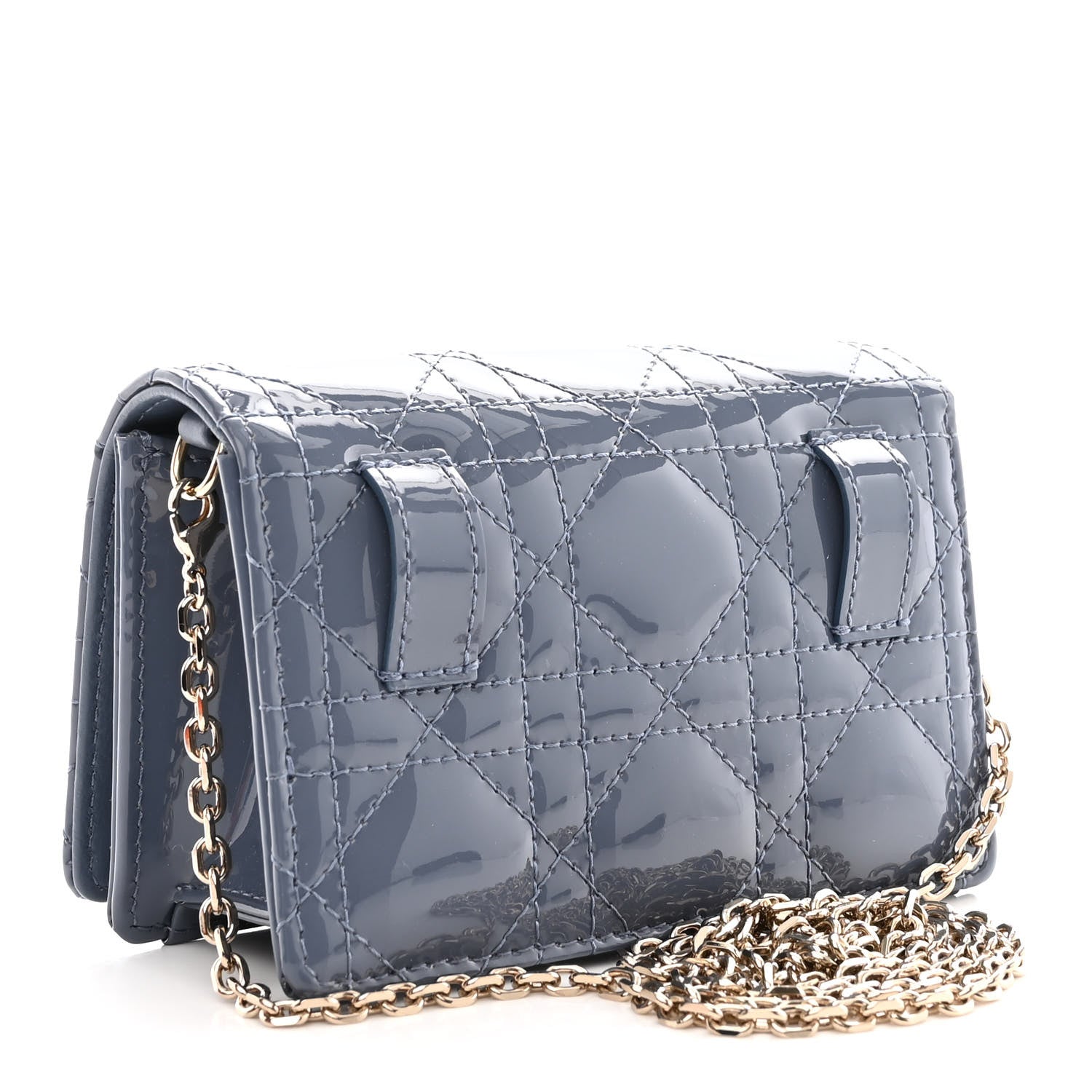 Christian Dior Patent Cannage Nano Lady Dior Pouch Denim 3 of 11