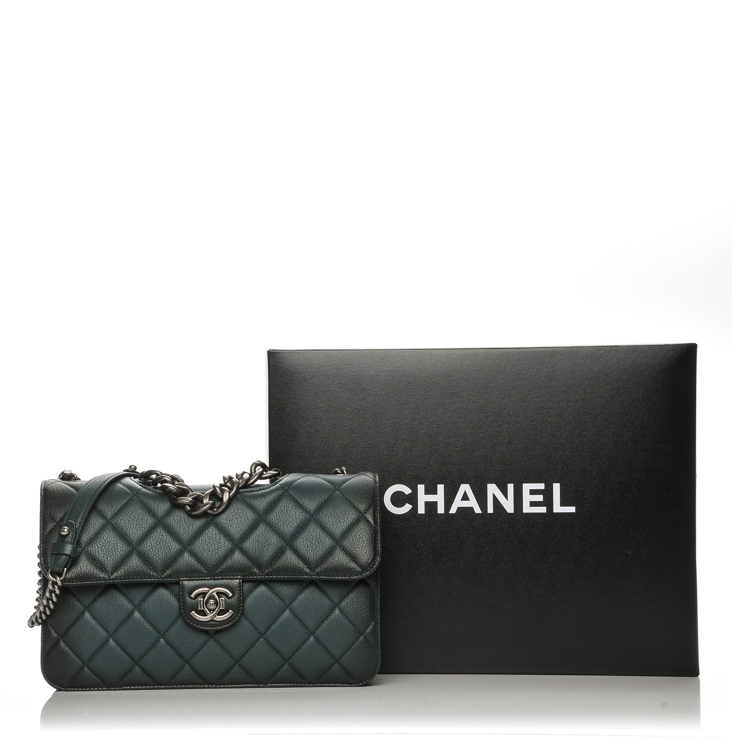 Chanel Faded Goatskin Quilted Large Perfect Edge Flap Green 8 of 8
