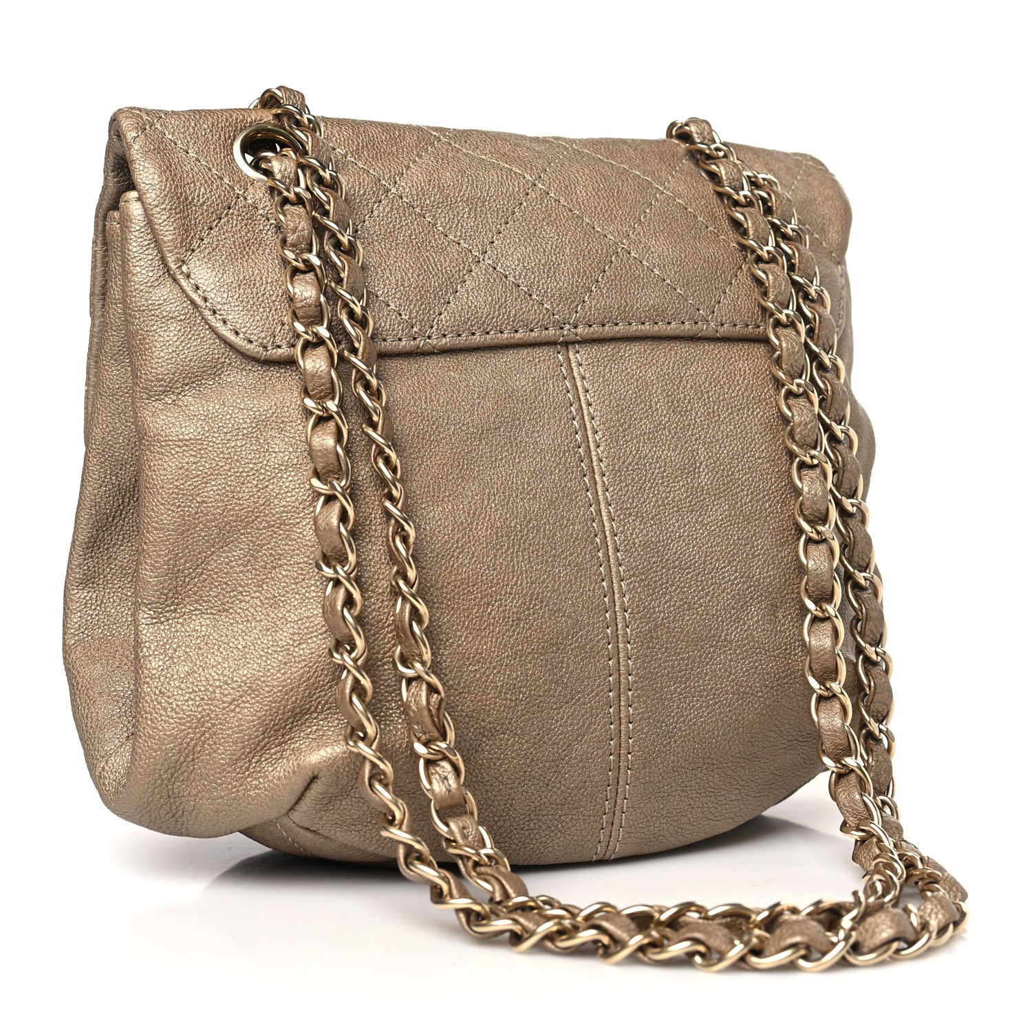 Chanel Metallic Calfskin Quilted Mini Trianon Messenger Flap Gold 3 of 9