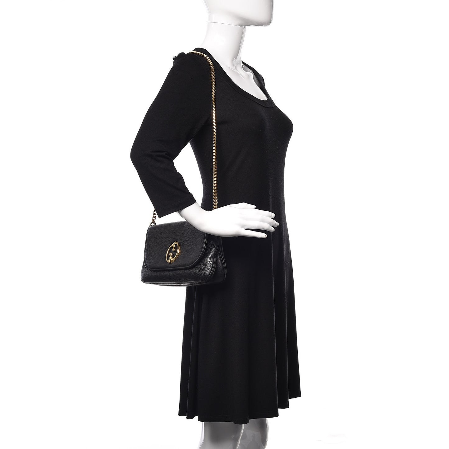 Calfskin Medium 1973 Chain Shoulder Bag Black