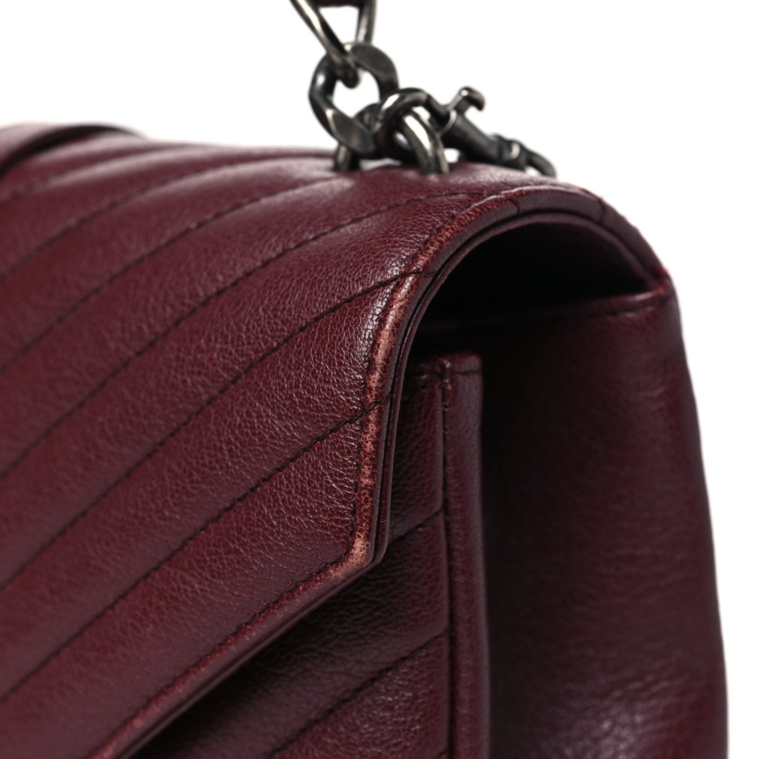 Saint Laurent Sheepskin Matelasse Chevron Monogram Medium College Bag Rouge Legion 11 of 13