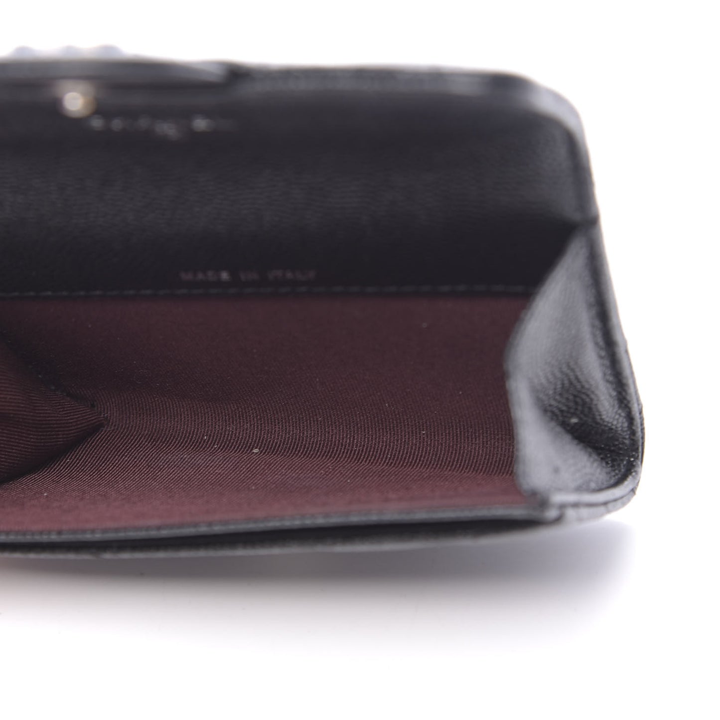 Caviar Chevron Quilted Flap Card Holder Black