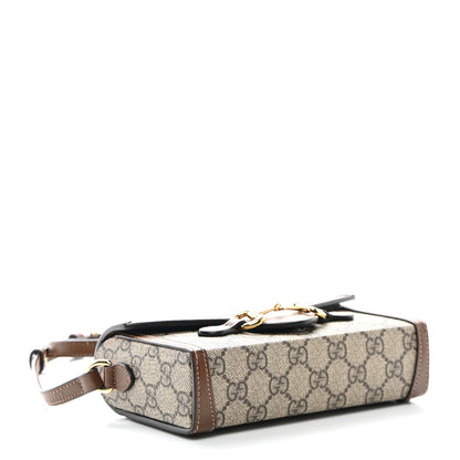 Gucci GG Supreme Monogram Mini Horsebit 1955 Shoulder Bag Beige Brown Sugar 4 of 11