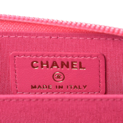 Chanel Lambskin Quilted Boy Zip Around Coin Purse Wallet Fuchsia 6 of 8