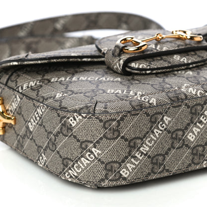 Gucci X BALENCIAGA GG Supreme Monogram Web Logo Print Mini Horsebit 1955 Shoulder Bag Beige Ebony 11 of 15