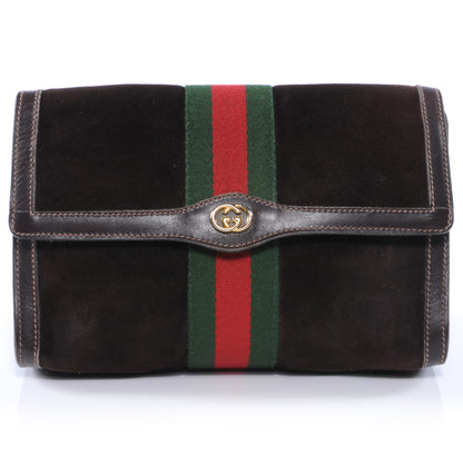 Gucci Suede Web Clutch Brown 1 of 6