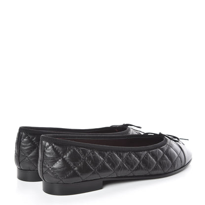 Chanel Aged Calfskin Quilted Cap Toe Ballerina Flats 39 Black 4 of 8