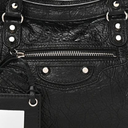 Balenciaga Agneau Classic Silver Hardware S City Logo Strap Black White 7 of 9
