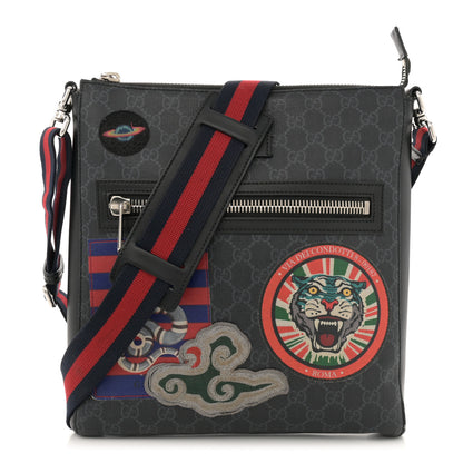 Gucci GG Supreme Monogram Night Courrier Flat Messenger Bag Black Multicolor 1 of 18