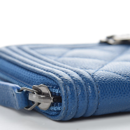 Chanel Caviar Quilted Boy Small Zip Around Wallet Blue 9 of 10