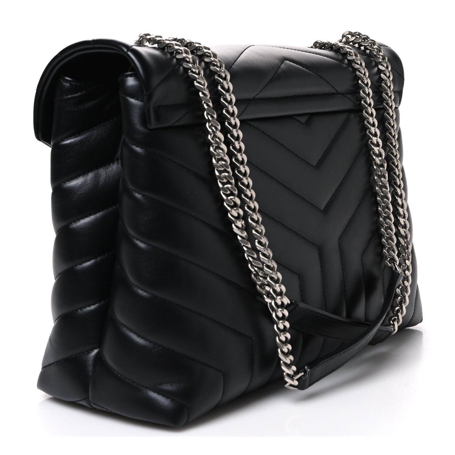 Saint Laurent Calfskin Y Quilted Monogram Medium Loulou Chain Satchel Black 3 of 10