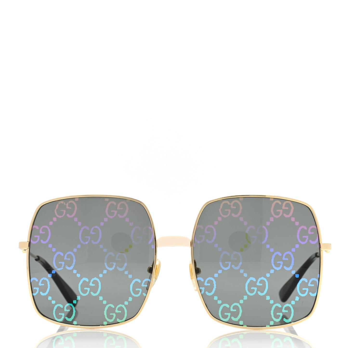 Metal Rectangular Frame Sunglasses GG0414S Gold Multicolor