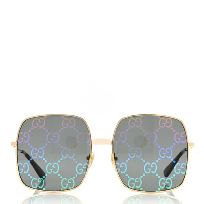Gucci Metal Rectangular Frame Sunglasses GG0414S Gold Multicolor 2 of 8