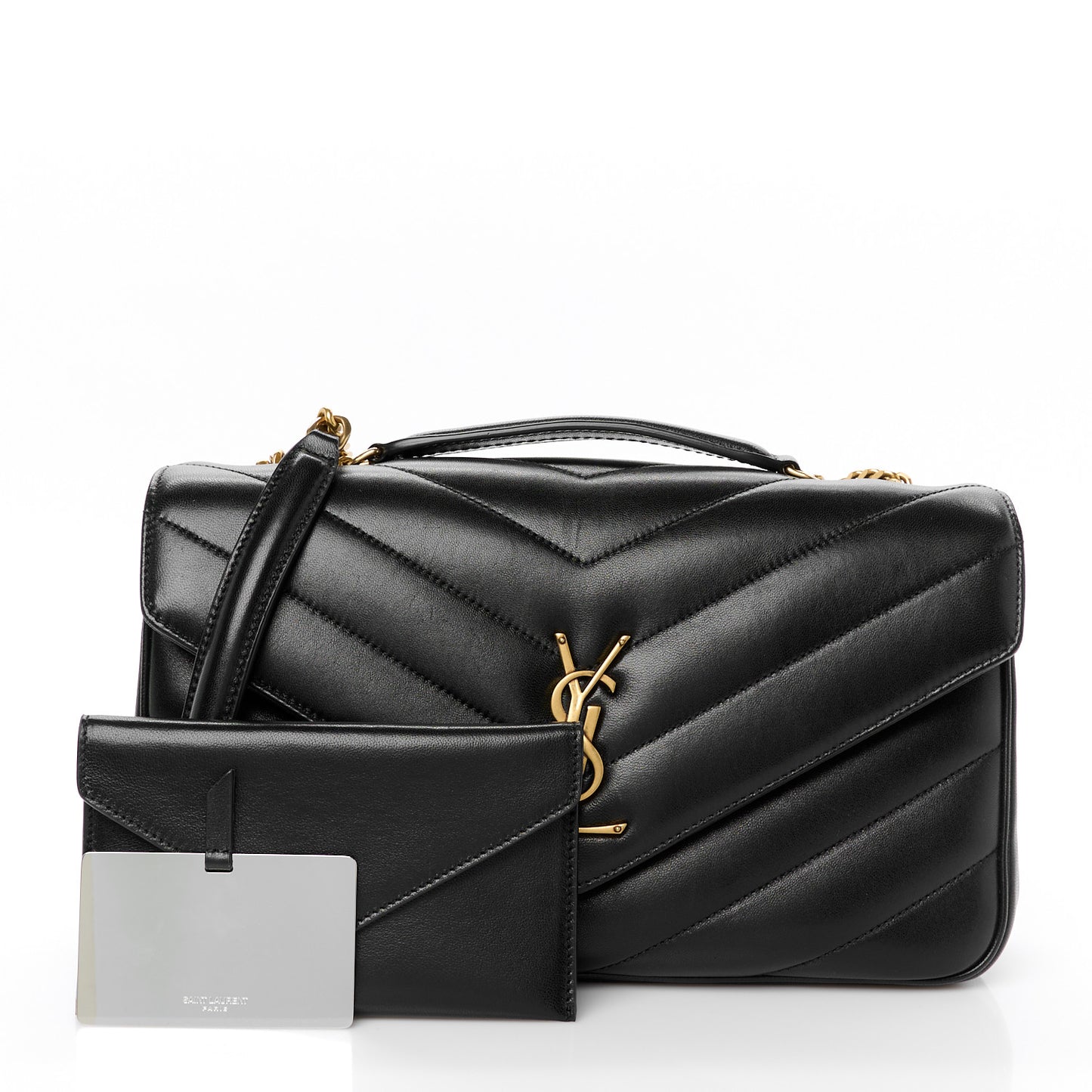Lambskin Chevron Quilted Medium Loulou Black