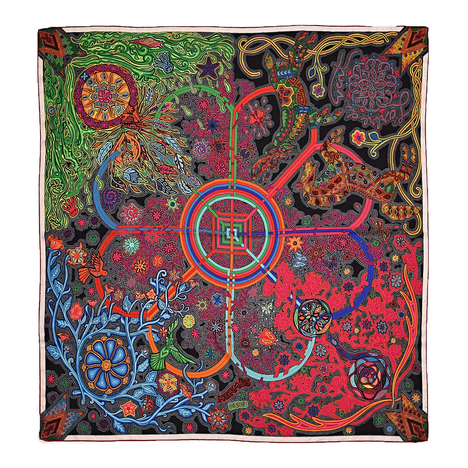 Hermes Cashmere Silk L'Arbre Du Vent Shawl 140 1 of 7