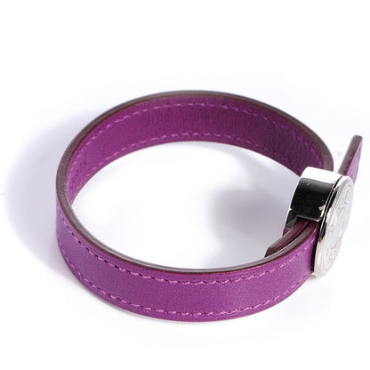 Hermes Tadelakt Chamonix Looping Interchangeable Simple Tour Bracelet Black Violette 5 of 11