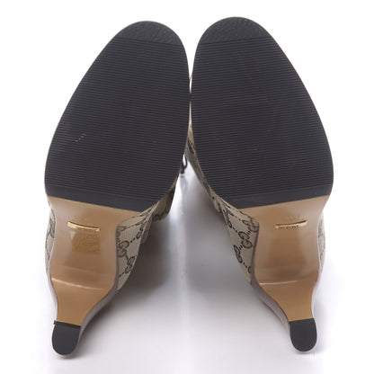 Gucci Monogram Malaga Kid Lisa Mid Heel Boots 36.5 Beige Ebony 5 of 7