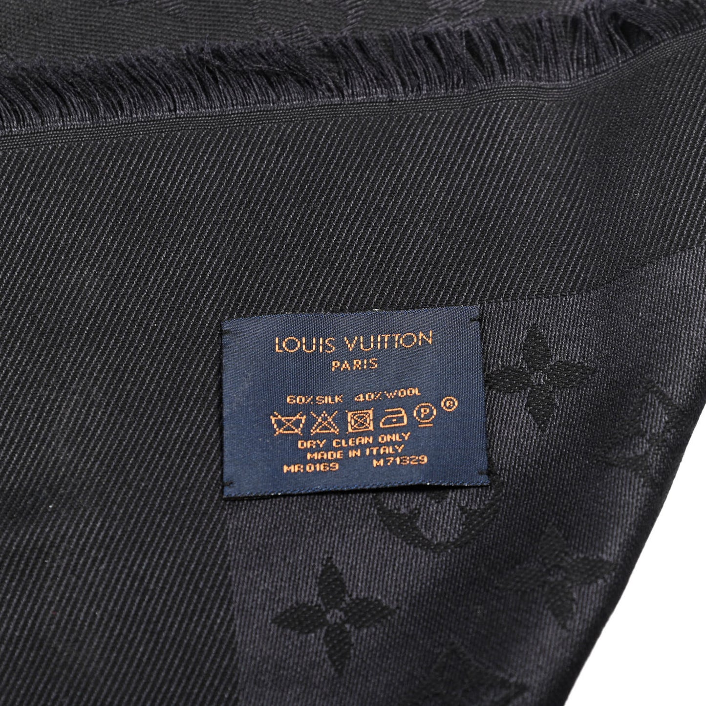 Silk Wool Monogram Shawl Black