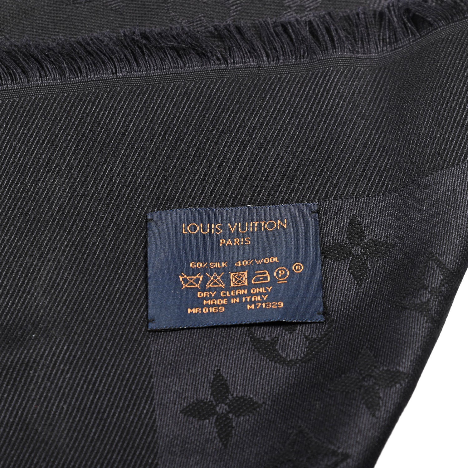 Louis Vuitton Silk Wool Monogram Shawl Black 2 of 3